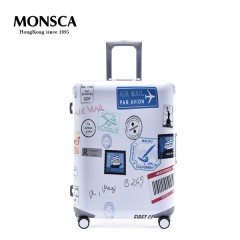 MONSCA摩斯卡PC铝框密码行李箱商务静音万向轮20寸24寸28寸旅行箱